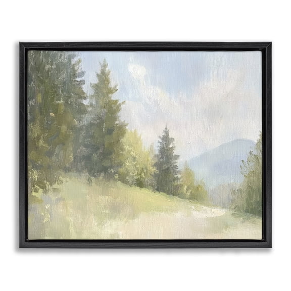 Stupell Industries Meadow Of Green Landscape Landscape & Nature Painting Black Floater Framed Canvas Art Print Wall Art, 21 x 17