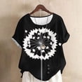 thumbnail image 2 of DeHolifer Linen Shirts Women Button Down Crewneck Lightweight Casual Blouse Short Sleeve Work Office Tunic Tops White 4XL, 2 of 5