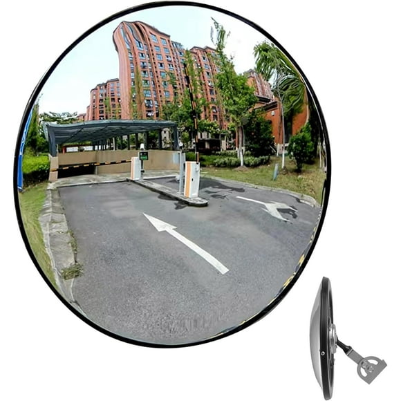 SURJDE Traffic Mirror 30cm/12 Inch Unbreakable Convex Mirror Wide Angle 230° Driveway Mirror Flexible Blind Spot Road Mirror for Driveway Warehouse Garage Safety