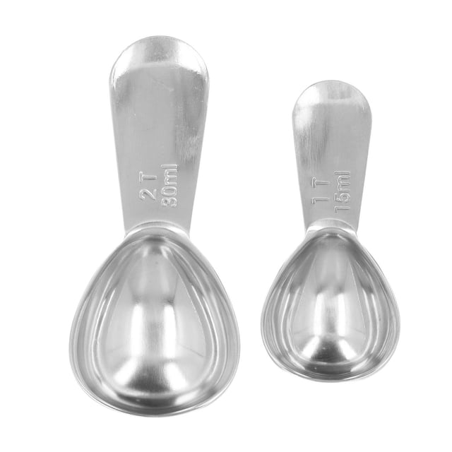 Juego de 2 cucharas medidoras de café de acero inoxidable 304 con escala.