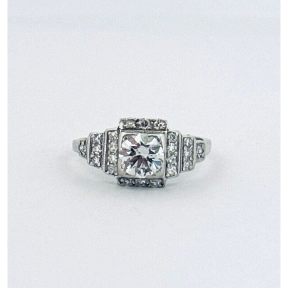 Vintage Estate Art Deco Engagement Ring For Women's Gift 1.9 Ct Diamond 14K White Gold Over