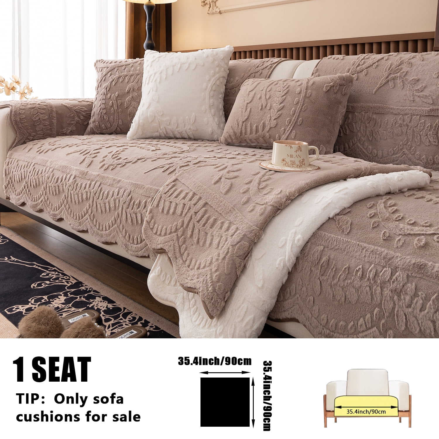 Thickened Anti-Slip Sofa Cover Scratch-Resistant & Wear-Resistant Pet-Friendly Design Soft Fabric Living Room Use Machine Washable Sofa Protector