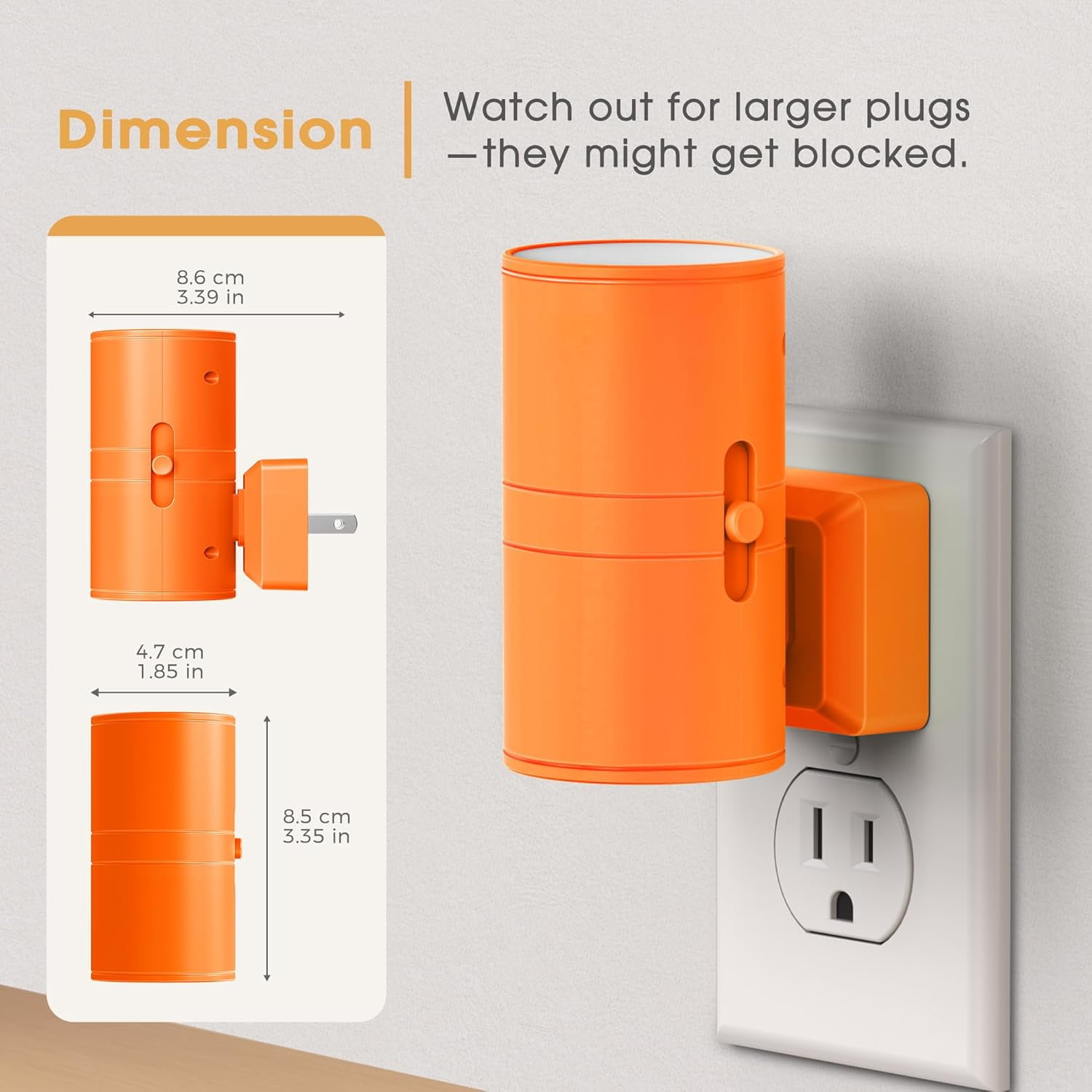 RGHJAR-Night Lights Plug into Wall, Modern LED Night Light Plug in, Dusk to Dawn Sensor, Soft White 3000K, 0-100LM Adjustable Brightness, Dimmable NightLight for Hallway, Bedroom, Stairway, 2 Pack