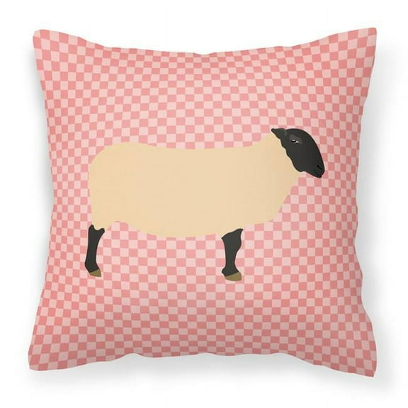 Carolines Treasures BB7972PW1414 Suffolk Sheep Pink Check Fabric Decorative Pillow, 14 x 14 in.