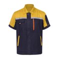 thumbnail image 3 of Sxiwei Men's Work Coat Jacket Reflective Multiple Pockets Workwear Workshop for Machine Workers Yellow&Navy Blue 180/XXL, 3 of 7