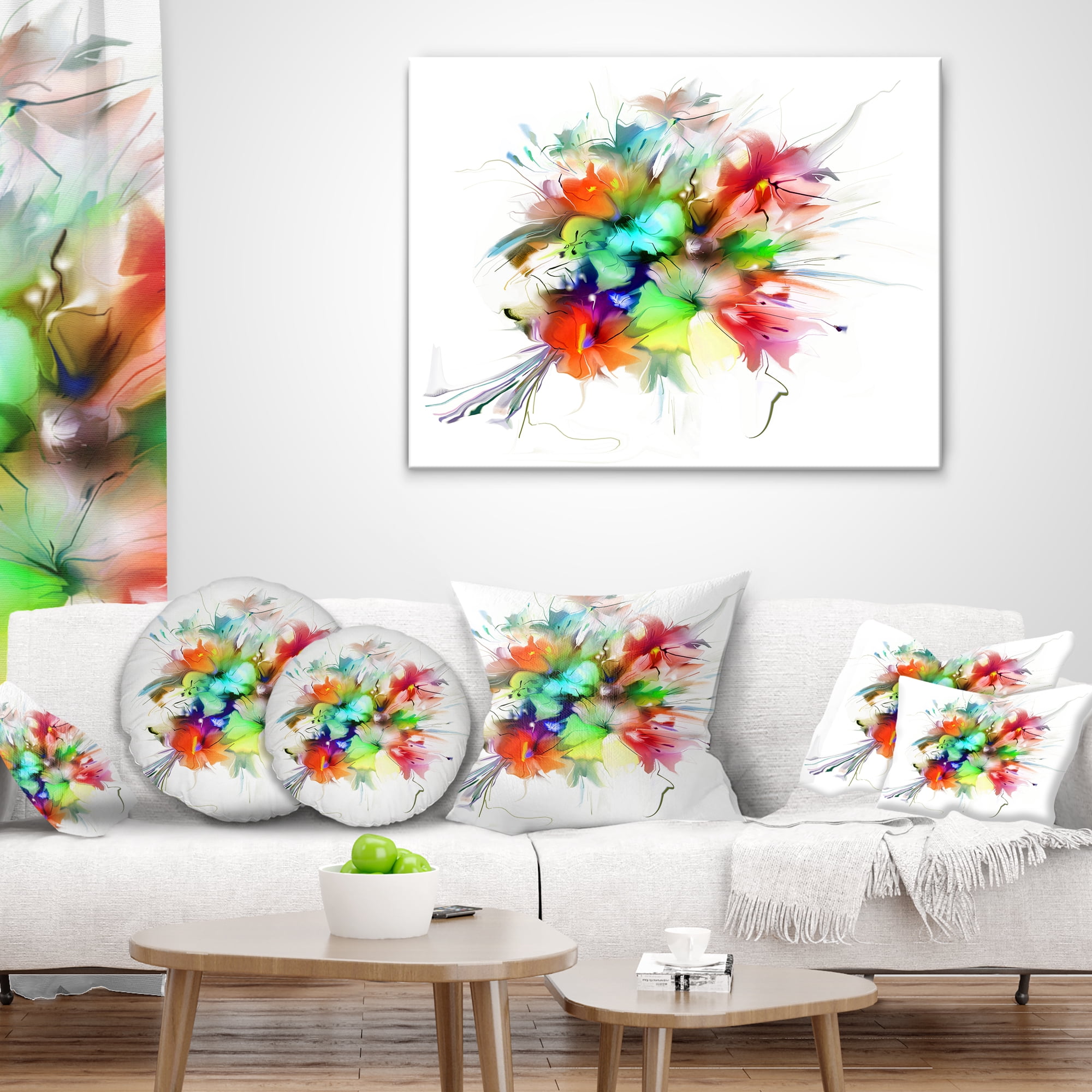 Designart Summer Flowers in Different Colors - Floral Throw Pillow - 12x20