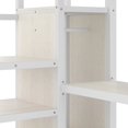 thumbnail image 4 of Queen Size Loft Bed Frame with L-shaped Desk and Charging Station, Metal Loft Beds Frame with Wardrobe and Adjustable Shelf, High Loft Bed with LED and Guard Rails, Mattress Not Included, White, 4 of 9
