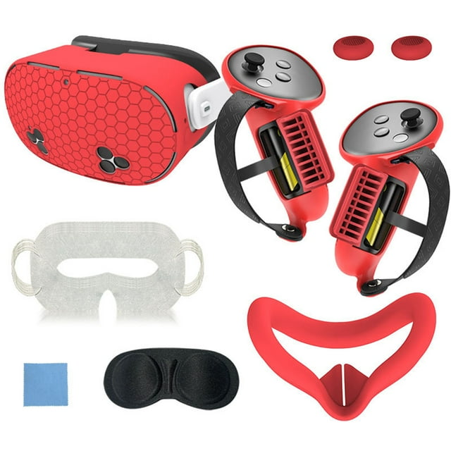 Silicone Protective Accessory Set for Meta Quest 3S, Including Controller Handle Cover, VR Shell Cover, Face Mask, Lens Cover, Thumb Grip, Eye Mask, Protective Case for Quest 3S