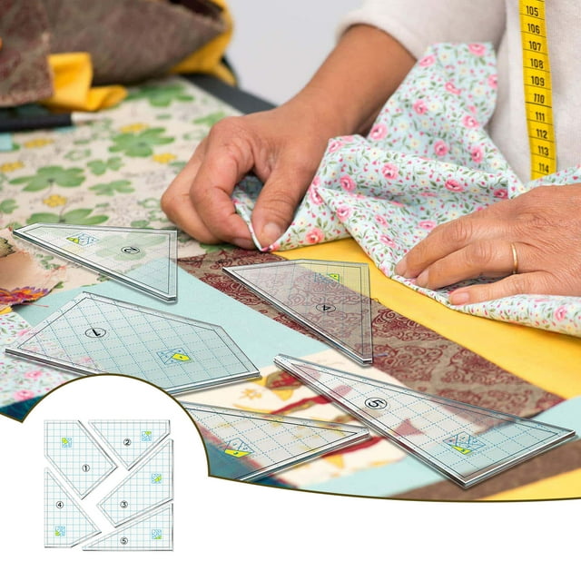 Quilting Template Set Acrylic Cutting Templates For Quilting Sewing Machine Ruler DIY Hand Patchwork Quilt Templates Ruler For Cut Mats Stylish Style Angle Corner Vintage Elevator Button Welding Table