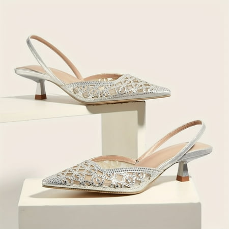 

Chic & Comfortable All-Season Kitten Heels with Sparkling Rhinestones Pointed Toe and Breathable Mesh Design