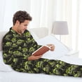 thumbnail image 6 of Naloa Light Green Excavator Men’s Pajamas Set - Long Sleeve Button Down Sleep Shirt and Pajama Bottoms Sleepwear Set-X-Large, 6 of 7