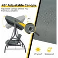 thumbnail image 5 of Arlopu 3-Seat Porch Swing, Outdoor Patio Swing Chair with Adjustable Canopy & Removable Cushions, Swing Glider for Garden Poolside Backyard, Gray, 5 of 10