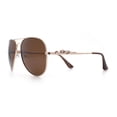 thumbnail image 6 of Womens Oversized Jaguar Jewel Hinge Arm Metal Rim Fashion Sunglasses Gold - Solid Brown, 6 of 8