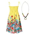 thumbnail image 2 of Zaldita Kids Girls Summer Casual Bohemian Dress Floral Sleeveless Rainbow Beach Sundress with Necklace Party Dresses Type F 7-8, 2 of 7