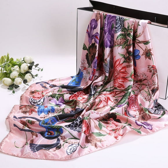 Head Slik Scarf for Women on Clearance Neck Tie Wraps Square Scarf Shawls Silk Feel Satin Women Scarves 90x90cm