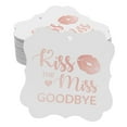 thumbnail image 1 of Inkdotpot Pack Of 100 Kiss The Miss Goodbye Bridal Shower Paper Tags DIY Craft Bracket Shape Real Rose Gold Foil Hang Tags, 1 of 7