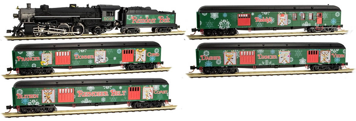Micro-Trains MTL N-Scale Reindeer Belt Christmas Train Set Steam Loco/4 Cars - Walmart.com