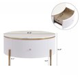 thumbnail image 2 of 31.5" Modern Round Coffee Table with 2 large Drawers Storage Accent Table,White, 2 of 12