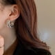 thumbnail image 5 of HomeKingdee C-shaped Zircon Earrings for Women - Full Diamond Round Super Flash Metal Earrings for Girls Gift and Collection, 5 of 7