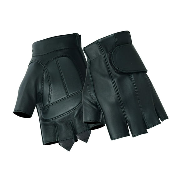 Daniel Smart Deerskin Leather Gloves – Fingerless Men Motorcycle Gloves with Gel Palm and Wrist Strap