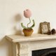 thumbnail image 5 of Bonsái Tejido Maceta de tulipanes de ganchillo hecha a mano con flores de hilo para decoración del hogar, oficina, escritorio o coche, regalo de primavera (rosa, 1 pieza) Rkxzt, 5 of 8