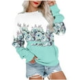 thumbnail image 2 of Meichang Sweatshirts pour Femmes Manches Longues Col Rond Coupe Ample Pull Tunique Graphique Florale Mode Sweatshirts à Blocs de Couleur avec Poche, 2 of 5