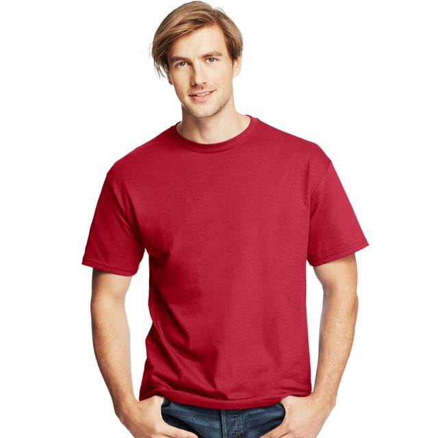Hanes T-Shirts à Col Ras du Cou ComfortSoft pour Hommes, Lot de 4, 3TG, Rouge Foncé