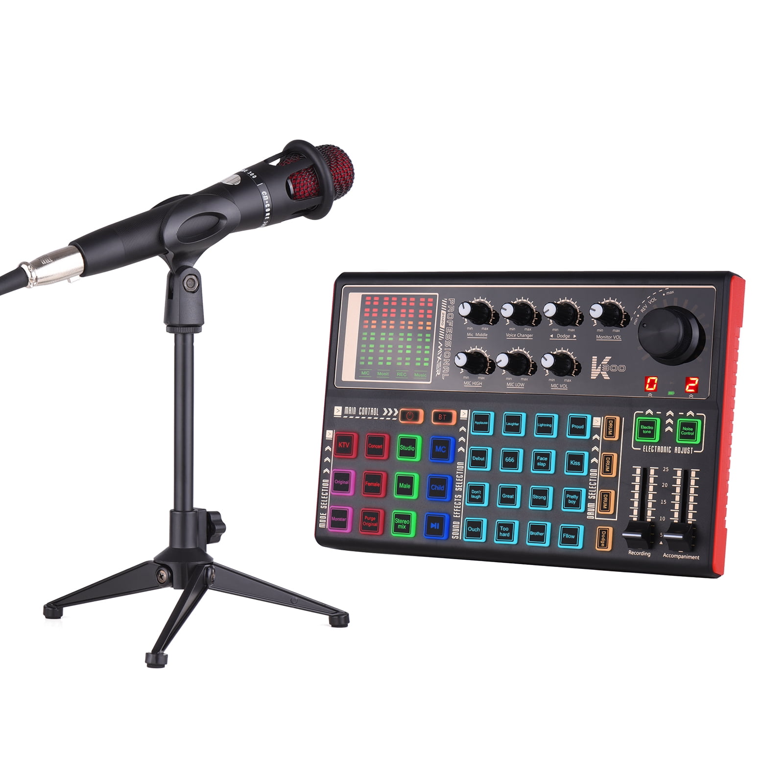 Muslady K300 Live Sound Card External Voice Changer Audio Mixer Kit