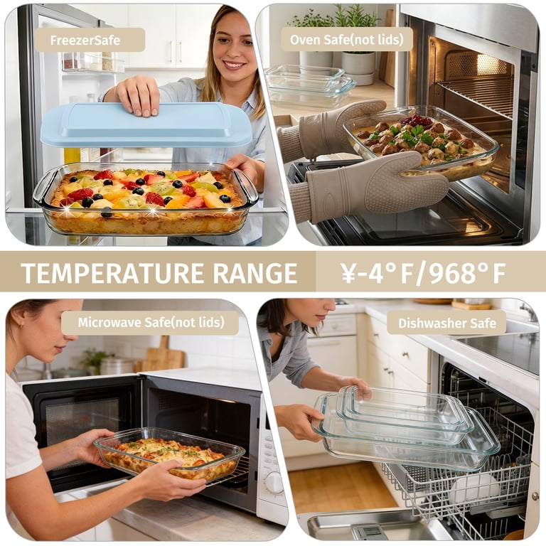 TAIMASI Deep Glass Baking Dish Set with Accessories, 11-Piece photo 4