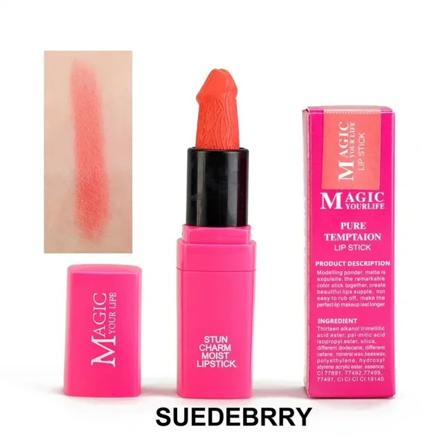 Heallor-lápiz labial con forma de pene, 12 colores, seta, larga duración, hidratante, cosmético, labios, maquillaje, lápiz labial