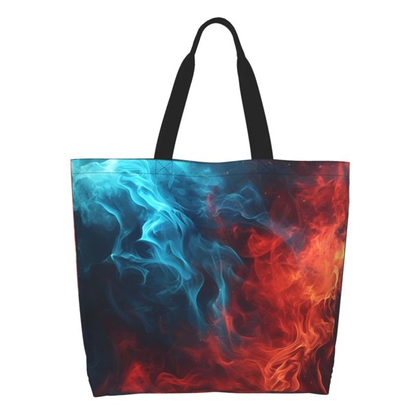 Disketp Red And Blue Fire Bolsa Tote Estampada para Mujer, Bolso de Hombro y de Mano para Compras y Viajes