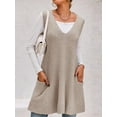 thumbnail image 2 of Womens Sleeveless Sweater Vest V Neck Casual Loose Knit A Line Flattering Tunic Top with Pockets, 2 of 6