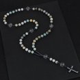 thumbnail image 2 of Amazonite Stone Crystal Glass Beads Rosary Necklace Hematite Cross Pendant Necklace Women Men Catholic Meditation Mala Jewelry, 2 of 5