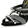 thumbnail image 4 of FSJ Women Rivets Studded Crisscross Straps Sandals with Rhinestones Open Toe Zipper Stiletto High Heels Sexy Cocktail Party Dressy Shoes Size 8.5 Black, 4 of 4