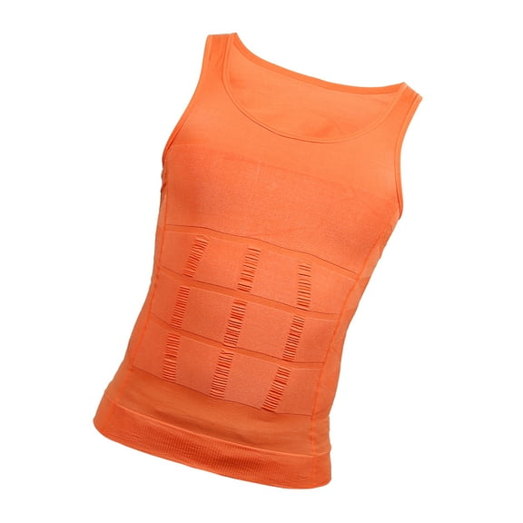 Vocoste Men Body Slimming Tummy Shaper Control Underwear Stretch Shapewear Waist Girdle Shirt Nylon L Orange