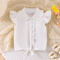 thumbnail image 2 of mgoYE Toddler Girl Button Shirt Tie Knot Shirt Plaid Blouse Sleeveless Ruffled Tops Kids Baby Summer Clothes Size 18-24 Months White, 2 of 9