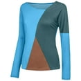 thumbnail image 3 of Heliisoer O-Neck Women Splicing Color Collision Long Sleeves Plus Size Easy Tops, 3 of 4