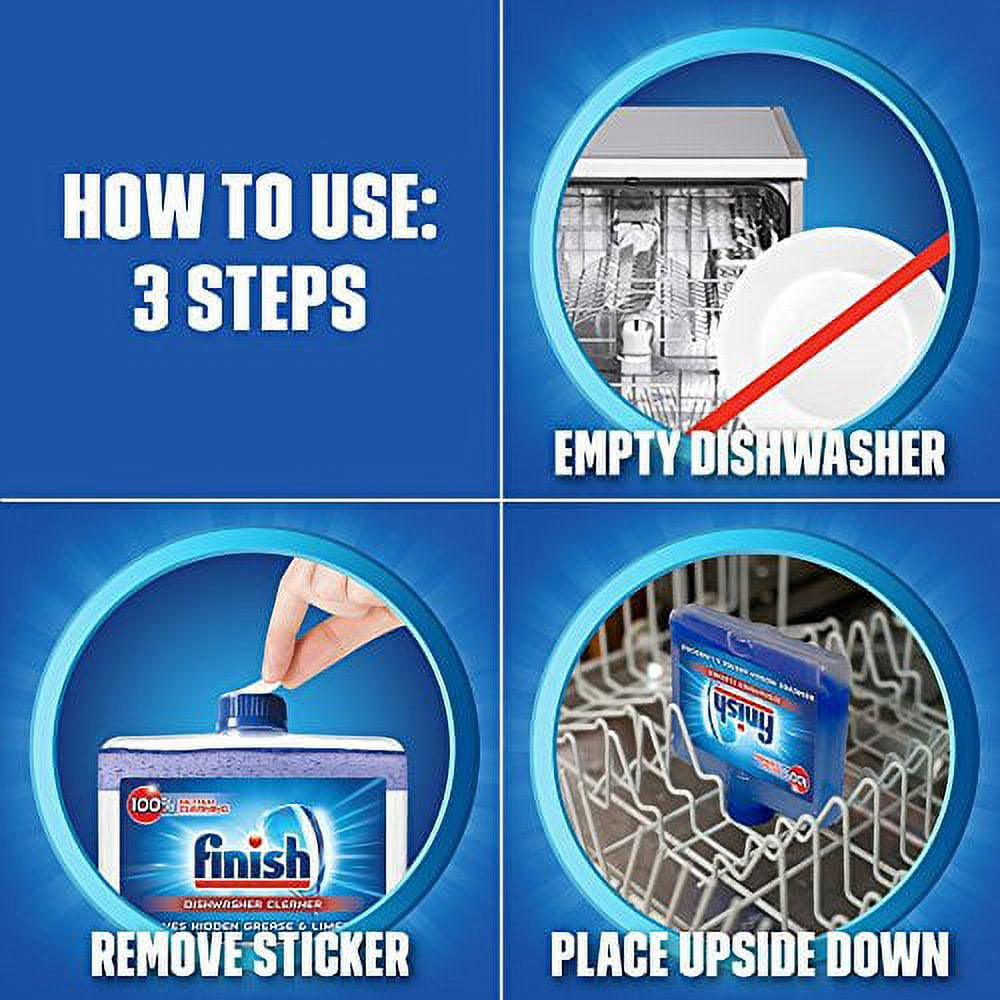 Finish Dishwasher Machine Cleaner, 8.45 fl oz Bottle, Dual Action to Fight Grease & Limescale (Pack of 4)