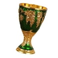 thumbnail image 1 of Copa medieval vintage para ceremonias, con grabado vintage, de aleación de zinc. verde dorado, 1 of 9