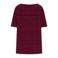 thumbnail image 5 of Olyvenn Womens Plus Size Tops Basic Summer Shirts Short Sleeve Crew Neck Tunic Casual Loose Fits Striped Graphic Beach Tees Red XXXL, 5 of 6