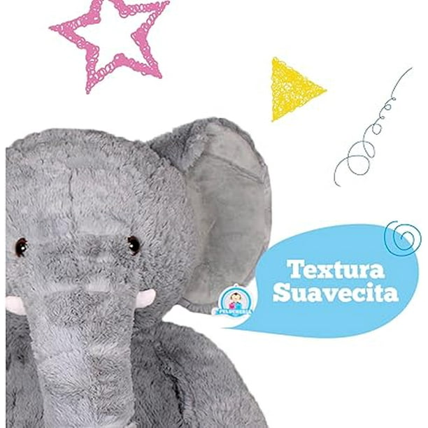 PELUCHERIA Elefante de Peluche Gigante Suave y Bonitos. Elefante Gigantes de Peluche Esponjoso y Resistente. Tam 120 cm. Elaborado en poliester. Peluche Gigante Elefante Walmart en linea