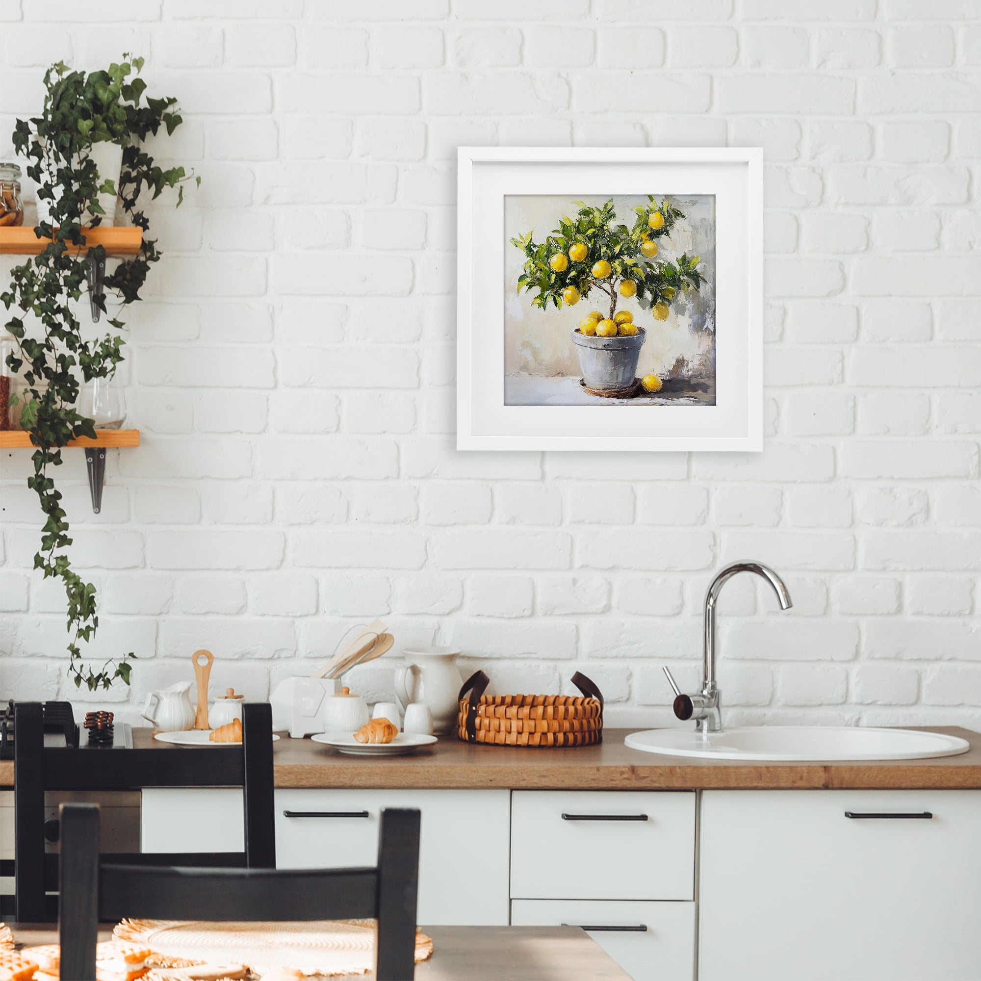 Stupell Industries Falling Lemon Tree White Framed Print Under Glass, design by Tina LeCour