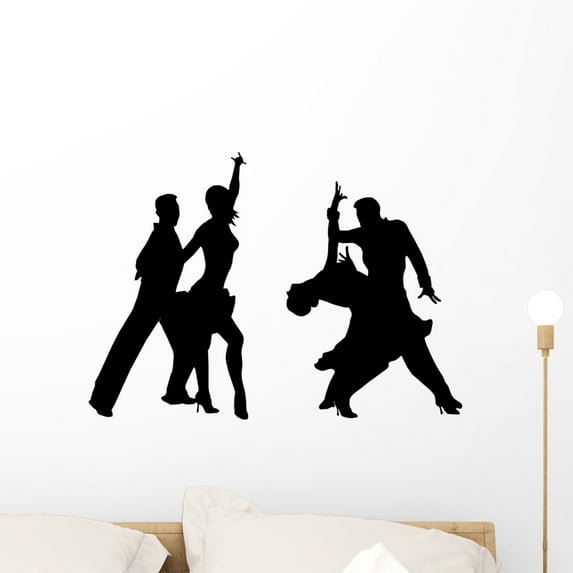 Silhouettes Dancing People Wall Decal by Wallmonkeys Peel and Stick Graphic (24 in W x 17 in H) WM1151