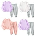 thumbnail image 3 of WOLLED 2Pcs Girls Sweatsuit Outfit Kids Toddler Fleece Sweatpants Sports Two-Piece Suit 1-12Y Baby Autumn Winter Warm Sweater Set, 3 of 9