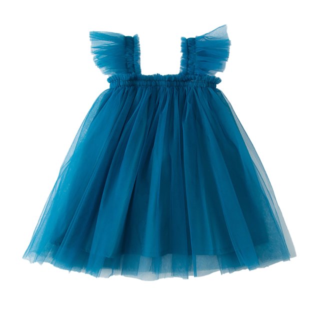 KYAIGUO Robe en Tulle à Manches Volantes pour Filles 1-6 Ans, Robe d'Été Décontractée pour Bébé