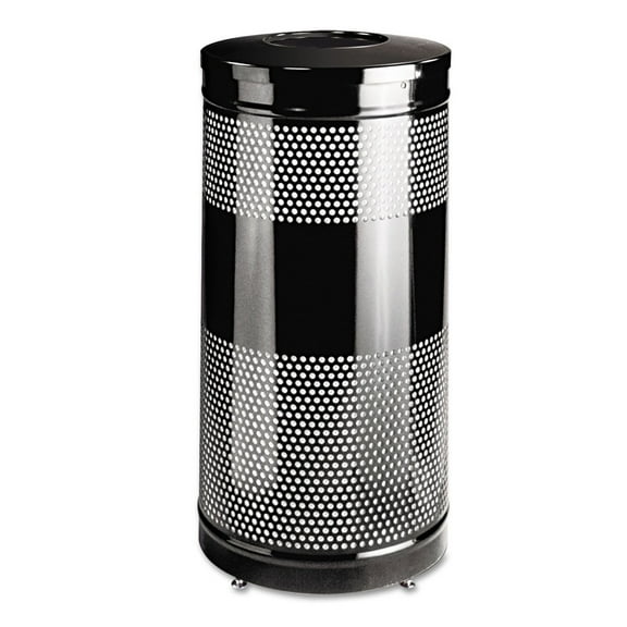 Rubbermaid Commercial Products RCPS3ETBKPL Trash Receptacle- Steel- 25 Gallon- 18in.x35-.50in.- Black
