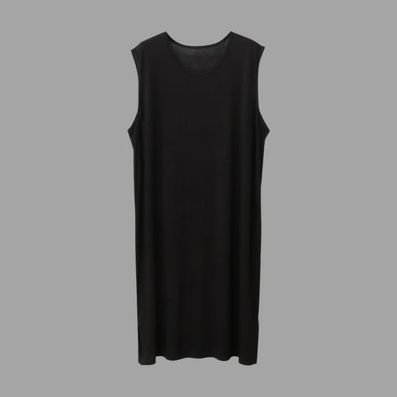 Men's Sleeveless Loose Fit Ice Silk Robe for Home and Sleep