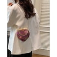 thumbnail image 4 of Women’s Burgundy Heart Shaped Clutch Purse, Sequin Beaded Evening Handbag with Chain Strap, 4 of 12