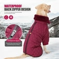 thumbnail image 6 of Winter Pet Dog Coat Fur Collar Warm Big Dog Snow Down Waterproof Jacket Cold Weather Clothes for Large Dogs Labrador Retriever (Wine red,M), 6 of 7