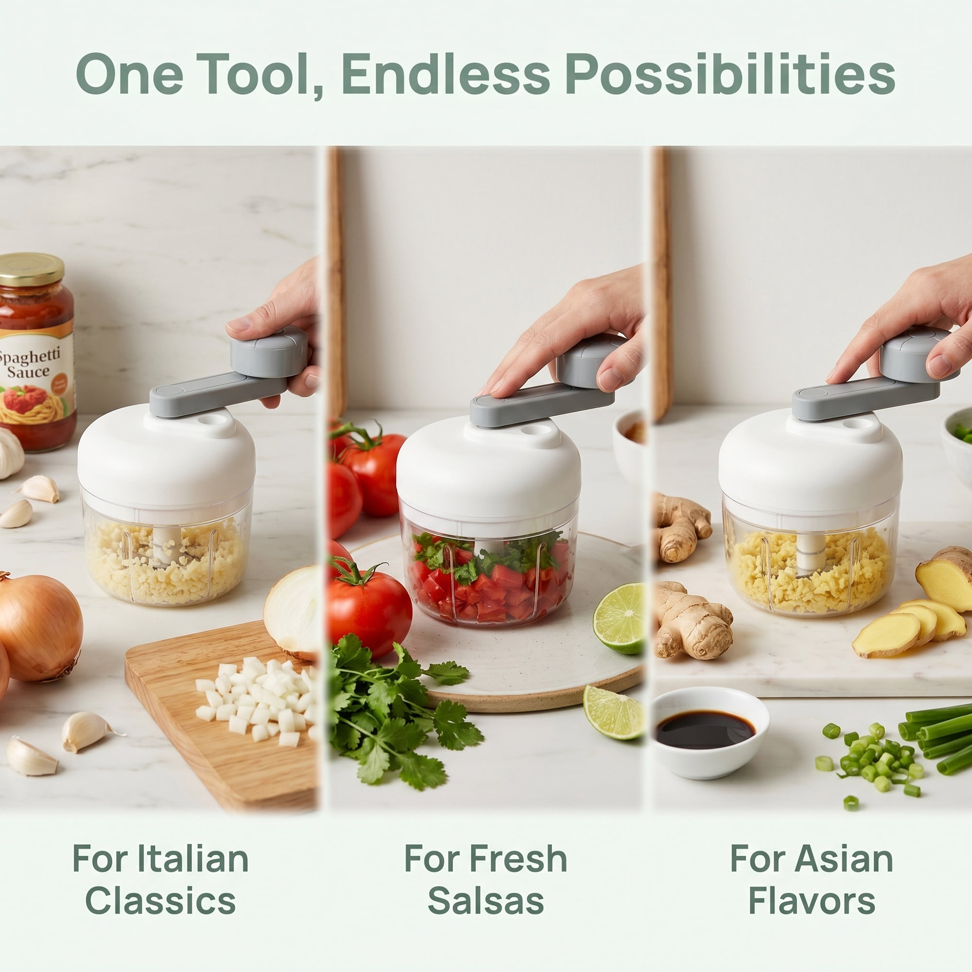 Unique Bargains Garlic Vegetable Chopper Food Processor Detachable Mini Grinder White-2